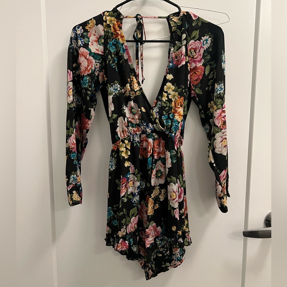 Akira Black Label black floral romper